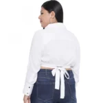 Generic Women's Casual Solid White Top (Color:White, Material:Cotton Linen Blend) - Image 3