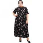Black Poly Crepe Maxi Dress for Women