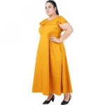 Generic Women's Fit And Flare Yellow Dress (Color:Yellow, Material:Polyester) - Image 4