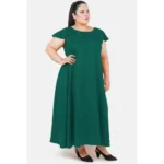 Generic Women's Fit And Flare Green Dress (Color:Green, Material:Polyester) - Image 2