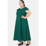 Generic Women's Fit And Flare Green Dress (Color:Green, Material:Polyester) - Image 4