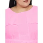 Generic Women's Fit And Flare Pink Dress (Color:Pink, Material:Polyester) - Image 4