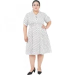 White Cinched Waist Dress for Women