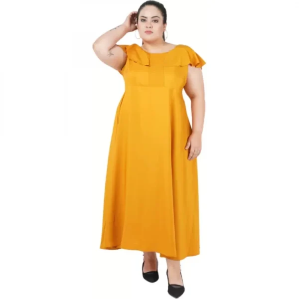 Women's Yellow Fit and Flare Polyester Dress