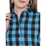 Generic Women's Shirt Light Blue, Black Dress (Color:Light Blue, Material:Pure Cotton) - Image 3