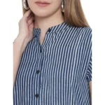 Generic Women's Shirt Blue Dress (Color:Blue, Material:Pure Cotton) - Image 4