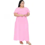 Generic Women's Fit And Flare Pink Dress (Color:Pink, Material:Polyester) - Image 2