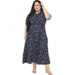 Generic Women's Fit And Flare Blue Dress (Color:Blue, Material:Polyester) - Image 2