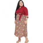 Generic Women's Fit And Flare Maroon Dress (Color:Maroon, Material:Polyester) - Image 4