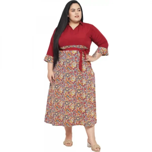 Maroon Fit and Flare Dress for Women