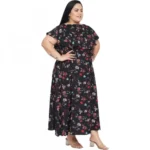 Generic Women's Fit And Flare Black Dress (Color:Black, Material:Polyester) - Image 2