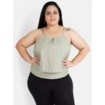 Generic Women's Casual Sleeveless Polka Print Green Top (Color:Grey, Material:Crepe) - Image 6