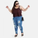 Generic Women's Casual Shoulder Strap Solid Maroon Top (Color:Maroon, Material:Poly Crepe) - Image 2