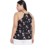 Generic Women's Casual Floral Print Black Top (Color:Black, Material:Polyester) - Image 3