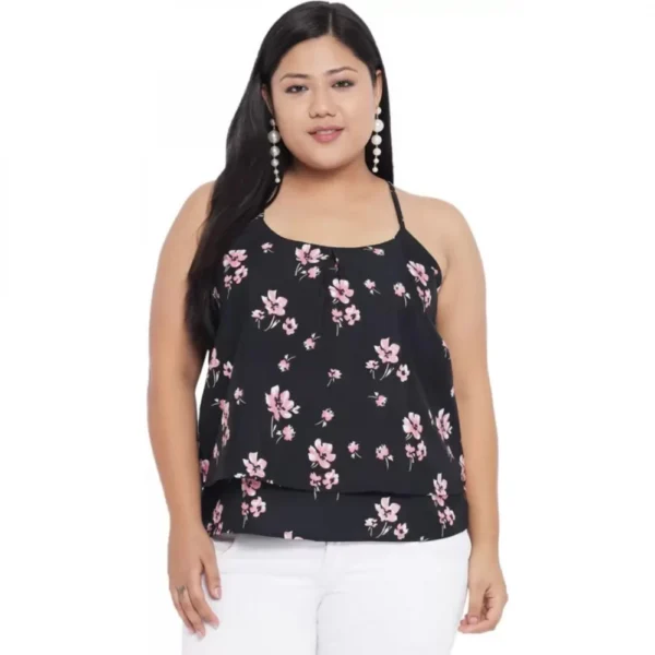 Women's Black Floral Print Top