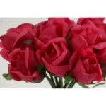 Generic Artificial Rose Flowers Bunch Bouquet Of 13 Roses For Home Decoration (Dark Pink, Material:Silk, Polyester) - Image 3