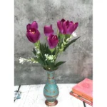 Generic Artificial Flowers Bunch Bouquet Of Daffodil Tulip Flowers For Home Decoration (Purple, Material:Silk, Polyester) - Image 2