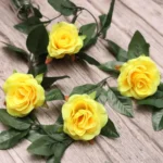 Generic Artificial Rose Vine Flowers With Green Leaves For Home Party Garden Wall Decoration (Yellow, Material:Silk, Polyester) - Image 3
