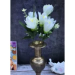 Generic Artificial Flowers Bunch Bouquet Of Daffodil Tulip Flowers For Home Decoration (White, Material:Silk, Polyester) - Image 2