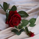 Generic Pack Of_2 Artificial Rose Red Velvet Rose Flower Stem With Bud For Home Decoration (Red, Material:Silk, Polyester) - Image 2