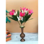 Generic Artificial Flowers Bunch Bouquet Oflily Flowers For Home Decoration (Pink And White, Material:Silk, Polyester) - Image 4