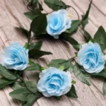 Generic Artificial Rose Vine Flowers With Green Leaves For Home Party Garden Wall Decoration (Blue, Material:Silk, Polyester) - Image 3