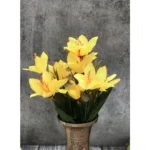 Generic Artificial Flowers Bunch Bouquet Oflily Flowers For Home Decoration (Yellow, Material:Silk, Polyester) - Image 2