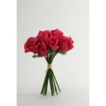 Generic Artificial Rose Flowers Bunch Bouquet Of 13 Roses For Home Decoration (Dark Pink, Material:Silk, Polyester) - Image 4