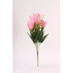Generic Artificial Flowers Bunch Bouquet Of Daffodil Tulip Flowers For Home Decoration (Light Pink, Material:Silk, Polyester) - Image 3