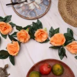Generic Artificial Rose Vine Flowers With Green Leaves For Home Party Garden Wall Decoration (Peach, Material:Silk, Polyester) - Image 2