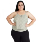 Women's Grey Polka Print Sleeveless Top