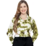 Green Printed Womens Top Rayon