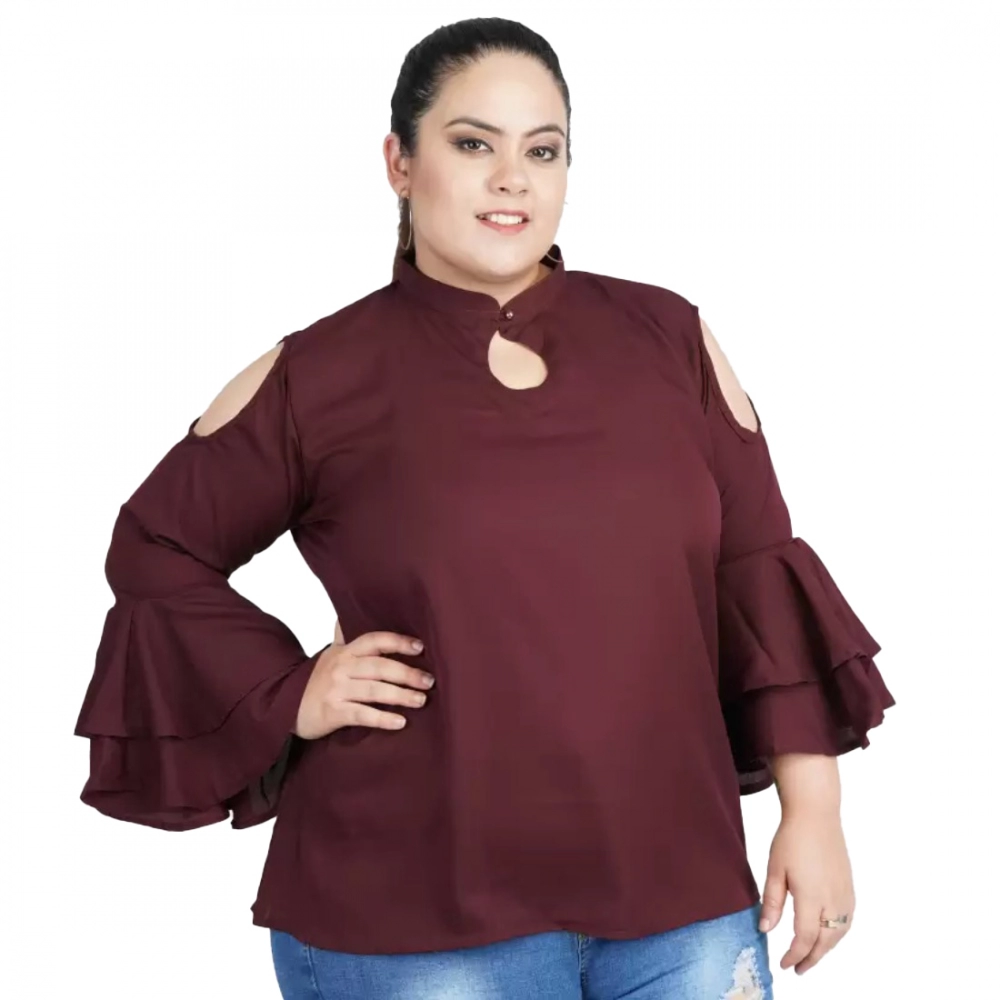 52148142533_177022be7d_o_d-1000x1000-1.webp Generic Women's Casual Juliet Sleeve Solid Maroon Top (Color:Maroon, Material:Crepe) - Image 1
