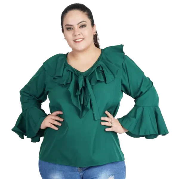 Women's Green Bell Sleeve Top