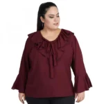 Women's Maroon Bell Sleeve Top