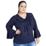 Women's Blue Bell Sleeve Top
