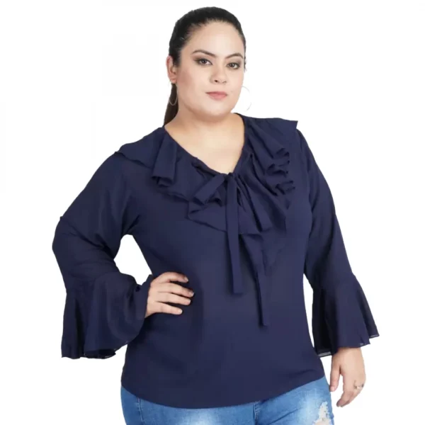Women's Blue Bell Sleeve Top