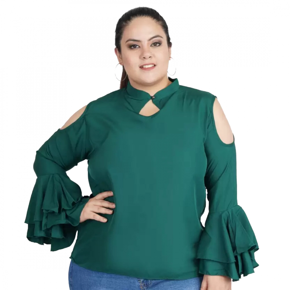 Women's Green Bell Sleeve Top