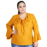Women's Yellow Georgette Bell Sleeve Top