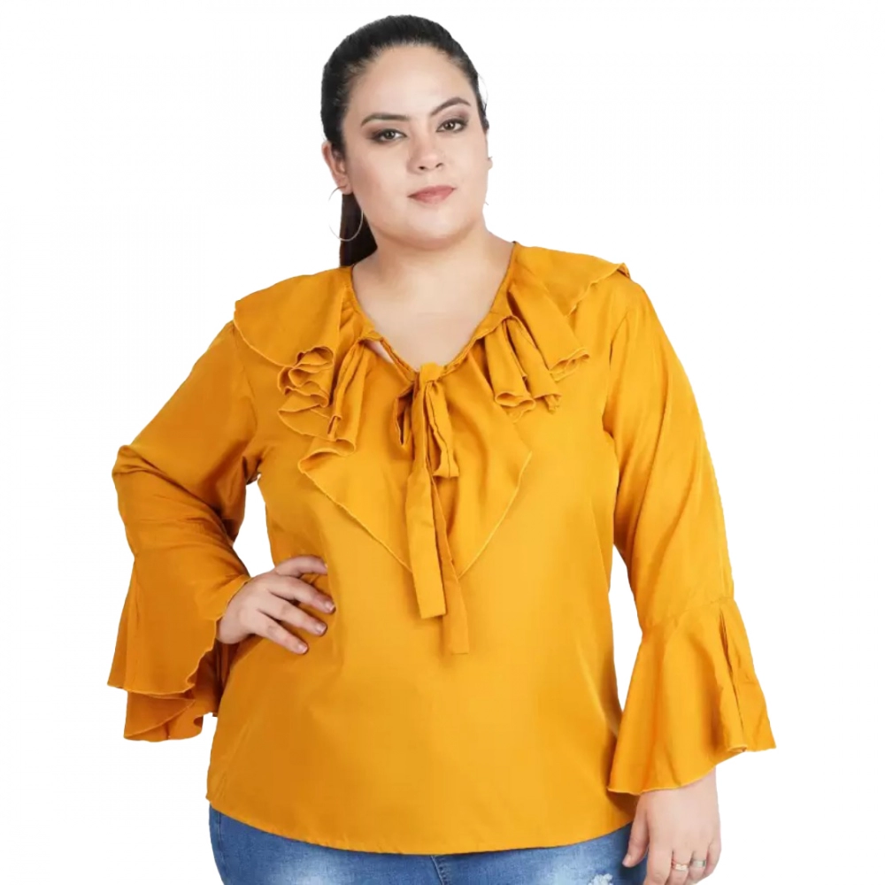 Women's Yellow Georgette Bell Sleeve Top