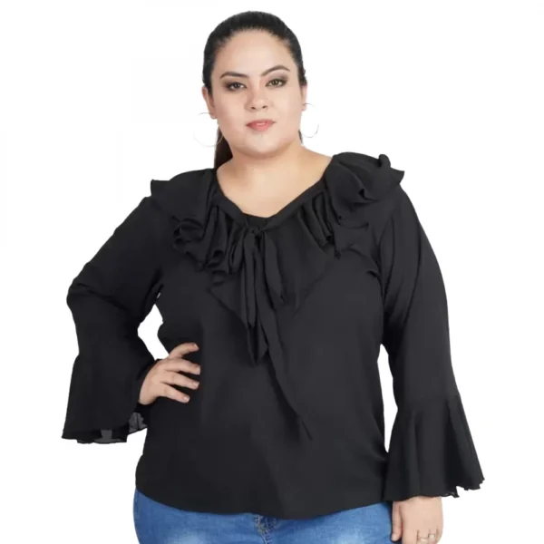 Women's Black Bell Sleeve Top