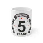 White Ceramic 5th Anniversary Mug