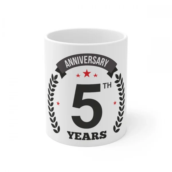 White Ceramic 5th Anniversary Mug
