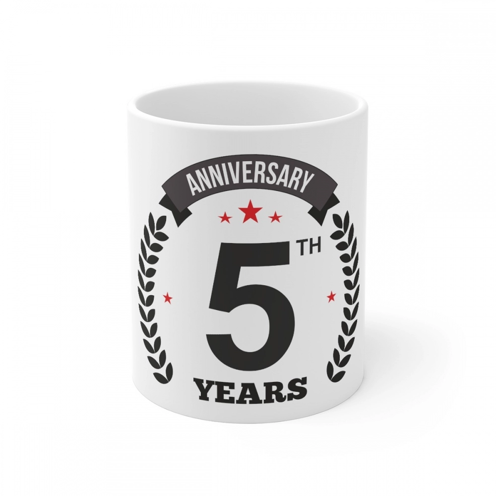 White Ceramic 5th Anniversary Mug