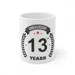 White Ceramic 13th Anniversary Mug