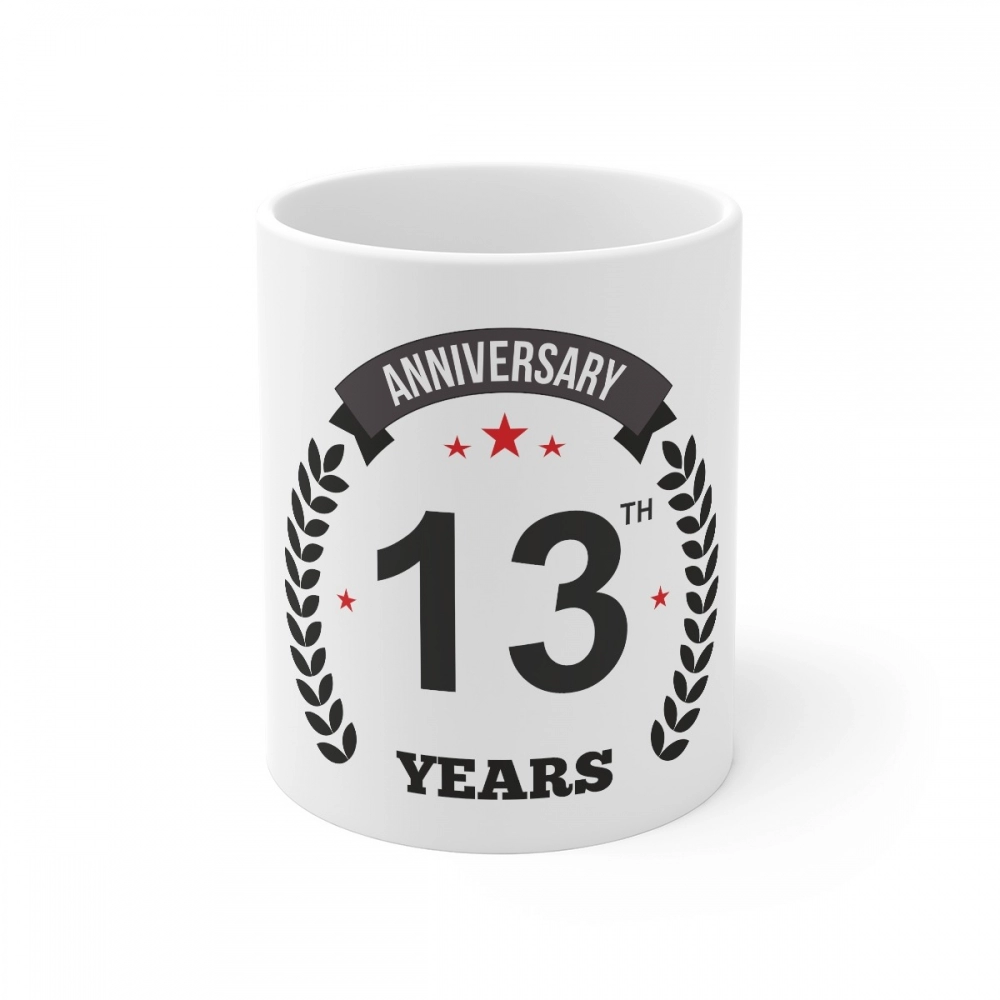 White Ceramic 13th Anniversary Mug