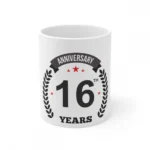 White Ceramic 16th Anniversary Mug