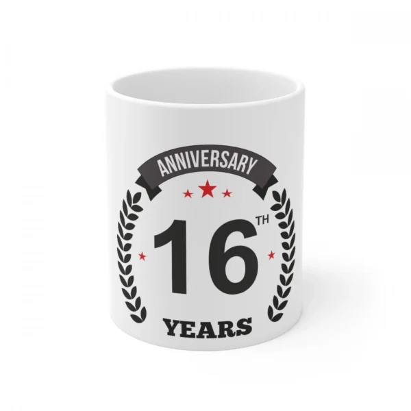 White Ceramic 16th Anniversary Mug