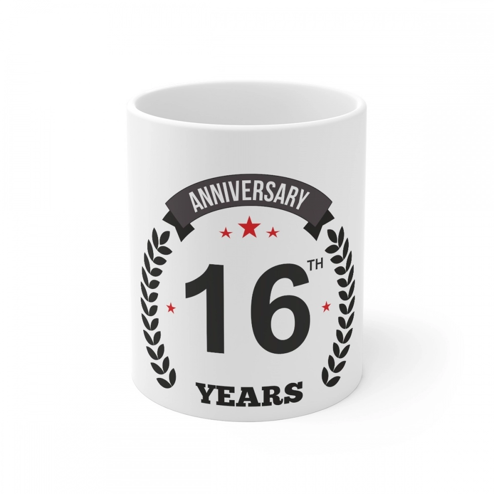 White Ceramic 16th Anniversary Mug