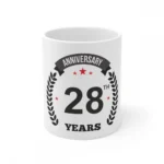White Ceramic 28th Anniversary Mug